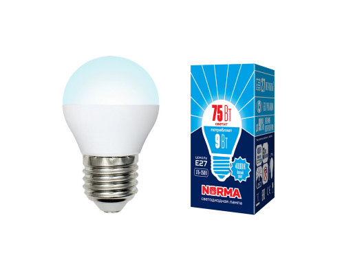 Дополнительное фото Светодиодная лампочка Volpe LED-G45 LED-G45-9W/NW/E27/FR/NR картон: Купить в Интернет магазин освещения GCSVET.RU