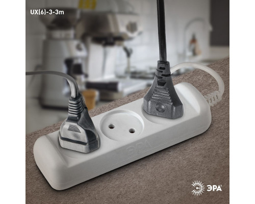 Дополнительное фото Удлинитель электрический Эра UX(6)-3-3m Б0038568: Купить в Интернет магазин освещения GCSVET.RU