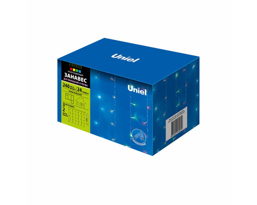 Дополнительное фото Уличная светодиодная гирлянда (UL-00007216) Uniel занавес 220V разноцветный ULD-C3020-240/TTK Multi IP44: Купить в Интернет магазин освещения GCSVET.RU