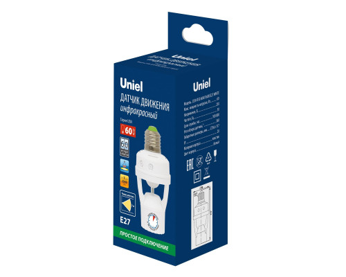 Дополнительное фото Датчик движения ИК Uniel USN-R50 60W/360R/E27 White UL-00009207: Купить в Интернет магазин освещения GCSVET.RU