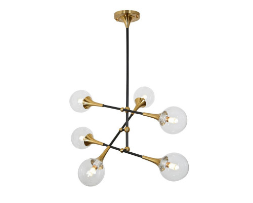 Основное фото Подвесная люстра Lumina Deco Vivaldo LDP 6027-6 BK+MD: Купить в Интернет магазин освещения GCSVET.RU