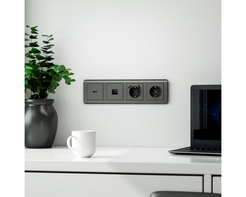 Дополнительное фото Накладка для розетки USB Werkel графит рифленый W1179504 4690389158667: Купить в Интернет магазин освещения GCSVET.RU