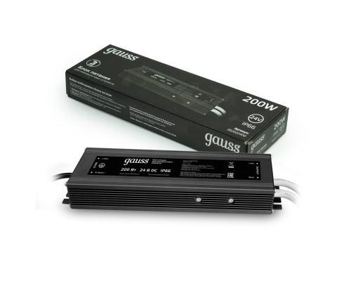 Дополнительное фото Блок питания Gauss 200Вт DC24 IP66 202022400: Купить в Интернет магазин освещения GCSVET.RU