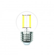 Филаментная лампа светодиодная Volpe E27 4W 4000K шар прозрачный LED-G45-4W/4000K/E27/CL/SLF UL-00008305