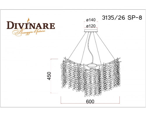 Дополнительное фото Люстра подвесная Divinare Salice 3135/26 SP-8: Купить в Интернет магазин освещения GCSVET.RU