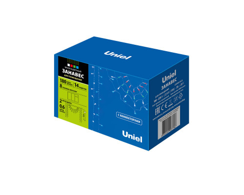 Дополнительное фото Светодиодная гирлянда (UL-00001411) Uniel занавес Радуга 220V разноцветный ULD-E1906-180/DTK MULTI IP20 RAINBOW-2: Купить в Интернет магазин освещения GCSVET.RU