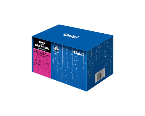 Дополнительное фото Уличная светодиодная гирлянда (UL-00001367) Uniel бахрома 230V белый ULD-B3010-200/SWK White IP67: Купить в Интернет магазин освещения GCSVET.RU