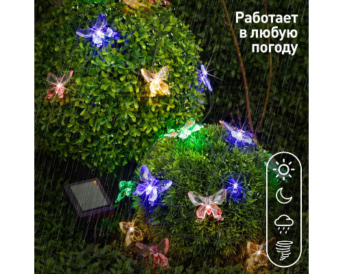 Дополнительное фото Садовая гирлянда Бабочки Эра ERASF22-15 Б0053364: Купить в Интернет магазин освещения GCSVET.RU