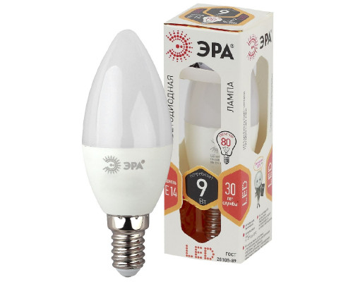Основное фото Светодиодная лампочка Эра LED B35-9W-827-E14 Б0027969: Купить в Интернет магазин освещения GCSVET.RU