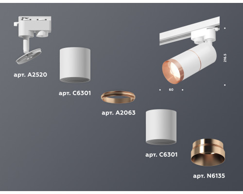 Дополнительное фото Светильник трековый (однофазный) Ambrella Light Track System XT6301031 (A2520, C6301, A2063, C6301, N6135): Купить в Интернет магазин освещения GCSVET.RU