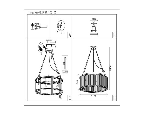 Дополнительное фото Люстра подвесная ST Luce Velletri SL1627.103.07: Купить в Интернет магазин освещения GCSVET.RU