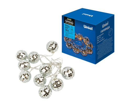 Основное фото Гирлянда Uniel ULD-S1800-010/STB/3AA WARM WHITE IP20 DISCOBALLS: Купить в Интернет магазин освещения GCSVET.RU
