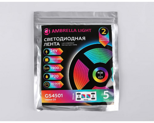 Дополнительное фото Лента светодиодная Ambrella Light LED Strip 24В 5050+2835 13Вт/м RGB+3000-6500K 5м IP20 GS4501: Купить в Интернет магазин освещения GCSVET.RU