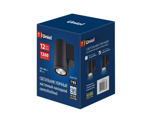 Дополнительное фото Светильник настенный для улицы Uniel ULU-S21С-12W/6400K IP65 BLACK UL-00010846: Купить в Интернет магазин освещения GCSVET.RU