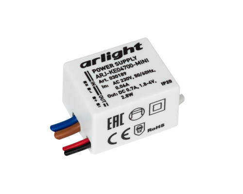 Основное фото Сетевой адаптер Arlight ARJ-KE04700-Mini (2.8W, 700mA) 030189: Купить в Интернет магазин освещения GCSVET.RU
