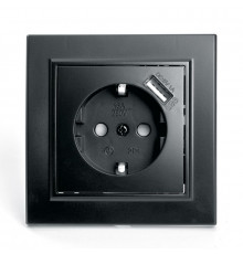 Розетка 1-местная с USB Stekker PST16-9011-03 с защитной шторкой 39480