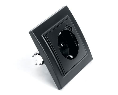 Дополнительное фото Розетка 1-местная с USB Stekker PST16-9011-03 с защитной шторкой 39480: Купить в Интернет магазин освещения GCSVET.RU