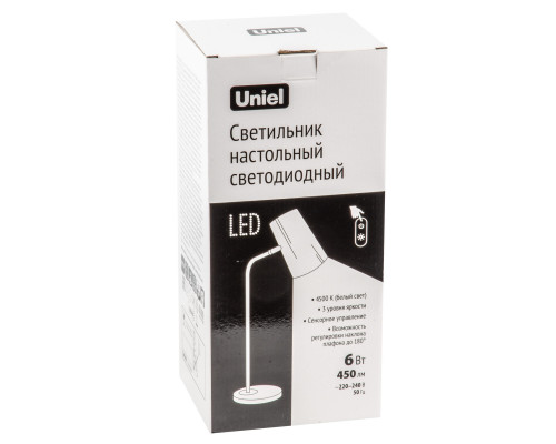 Дополнительное фото Лампа настольная Uniel ULM-B600 6W/4500K/DIM WHITE UL-00010147: Купить в Интернет магазин освещения GCSVET.RU
