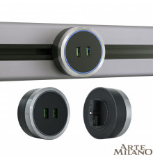 Трековая розетка Arte Milano Am-track-sockets 380066TS LED/USBx2 Grey