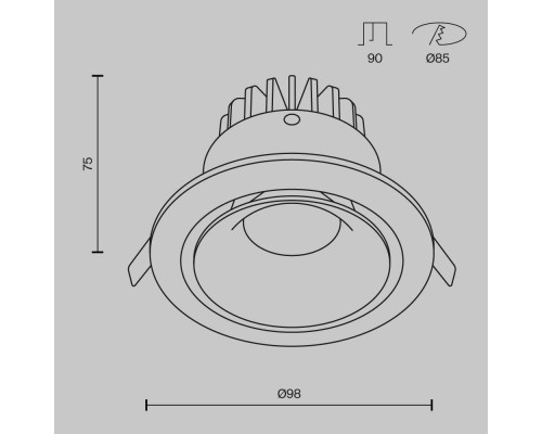 Дополнительное фото Светильник встраиваемый LED Maytoni Zoom DL031-2-L12W: Купить в Интернет магазин освещения GCSVET.RU
