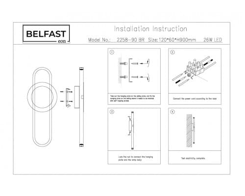 Дополнительное фото Светильник настенный Belfast Witham 2258-90 BR: Купить в Интернет магазин освещения GCSVET.RU