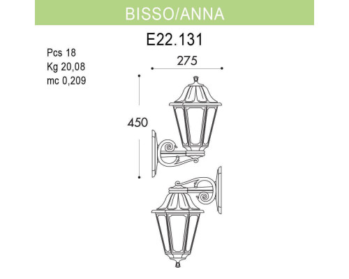 Дополнительное фото Светильник настенный для улицы Fumagalli Bisso/Anna E22.131.000.AYF1R: Купить в Интернет магазин освещения GCSVET.RU