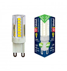 Светодиодная лампочка Uniel LED-JCD LED-JCD-5W/3000K/G9/CL GLZ09TR картон
