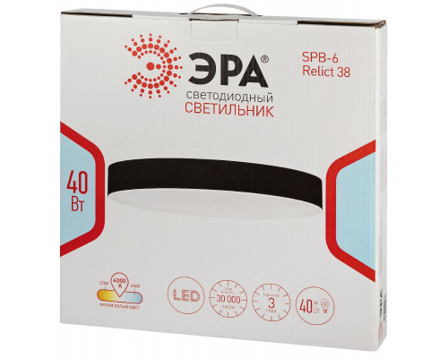 Дополнительное фото Светильник потолочный Эра Relict 38 SPB-6-40 4К BK Б0059511: Купить в Интернет магазин освещения GCSVET.RU