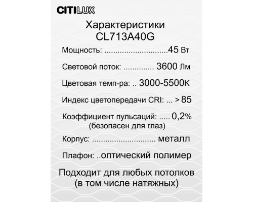 Дополнительное фото Светильник накладной Citilux CL713A40G: Купить в Интернет магазин освещения GCSVET.RU
