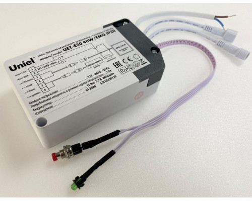 Основное фото Блок аварийного питания Uniel 3,7V 40W IP20 2,6A UET-E30 40W/EMG IP20 UL-00006766: Купить в Интернет магазин освещения GCSVET.RU
