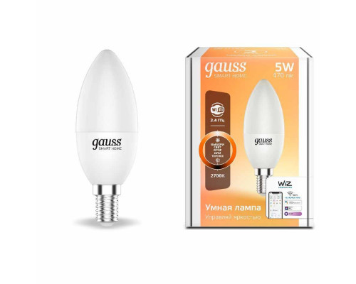 Основное фото Светодиодная лампа для диммера Gauss E14 5W 2700K матовая 1100112: Купить в Интернет магазин освещения GCSVET.RU