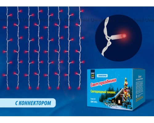 Дополнительное фото Светодиодная гирлянда (UL-00001357) Uniel занавес 220V красный ULD-C2030-240/TWK RED IP67: Купить в Интернет магазин освещения GCSVET.RU