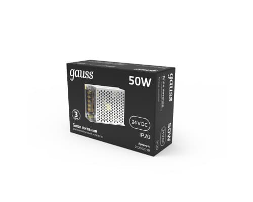 Дополнительное фото Блок питания Gauss 50Вт DC24 IP20 202002050: Купить в Интернет магазин освещения GCSVET.RU
