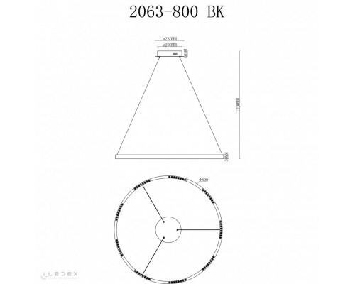 Дополнительное фото Люстра подвесная iLedex Vision 2063-D800 BK: Купить в Интернет магазин освещения GCSVET.RU