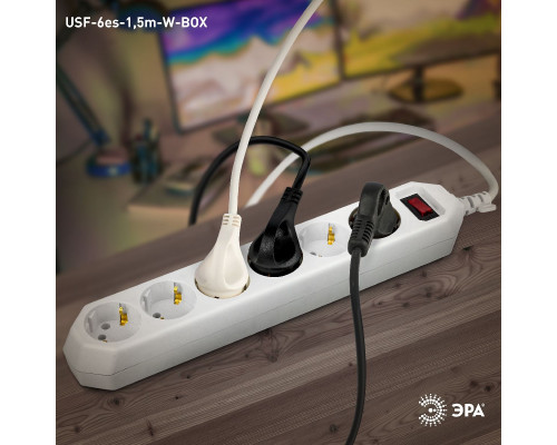 Дополнительное фото Сетевой фильтр Эра USF-6es-1,5m-W-BOX Б0037260: Купить в Интернет магазин освещения GCSVET.RU