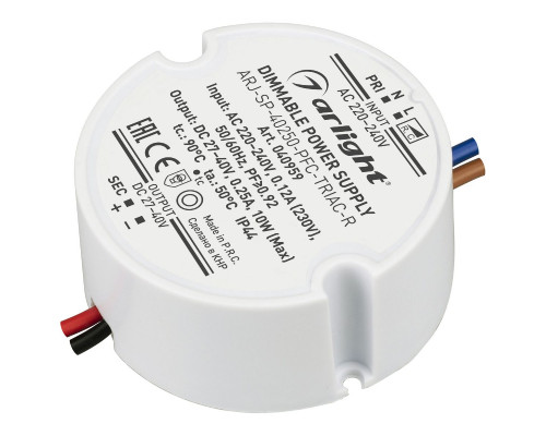 Основное фото Сетевой адаптер Arlight ARJ-SP-40250-PFC-TRIAC-R (10W, 27-40V, 250mA) 040959: Купить в Интернет магазин освещения GCSVET.RU