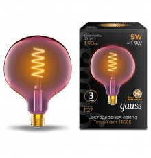 Светодиодная лампа для диммера филаментная Gauss E27 5W 1800K шар розовый 1011802105