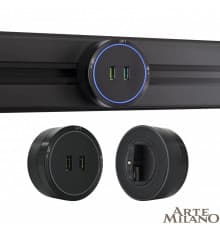Трековая розетка Arte Milano Am-track-sockets 380066TS LED/USBx2 Black