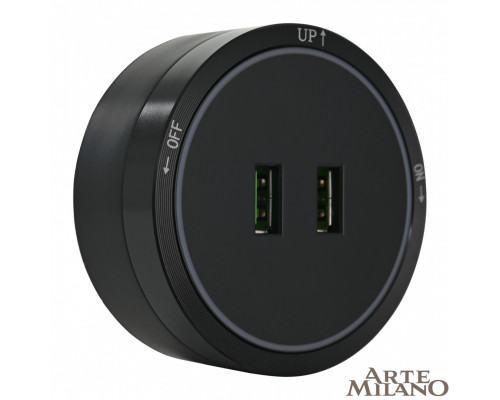 Дополнительное фото Трековая розетка Arte Milano Am-track-sockets 380066TS LED/USBx2 Black: Купить в Интернет магазин освещения GCSVET.RU