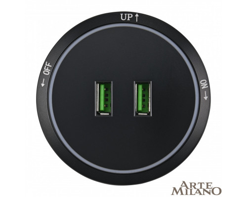 Дополнительное фото Трековая розетка Arte Milano Am-track-sockets 380066TS LED/USBx2 Black: Купить в Интернет магазин освещения GCSVET.RU