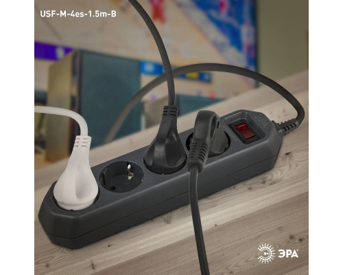Дополнительное фото Сетевой фильтр Эра USF-M-4es-1.5m-B Б0019740: Купить в Интернет магазин освещения GCSVET.RU