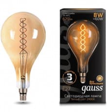 Филаментная лампа светодиодная Gauss E27 8W 2400K золотая 150802008