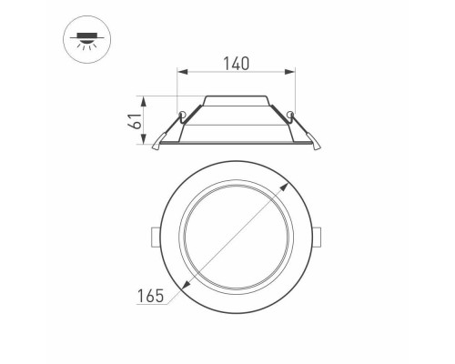 Дополнительное фото Светильник встраиваемый Arlight IM-Cyclone-R165-18W Warm3000 023213(2): Купить в Интернет магазин освещения GCSVET.RU
