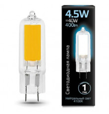 Светодиодная лампа Gauss G4 4.5W 4100K прозрачная 107807204