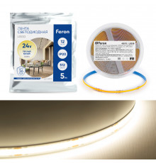 Лента светодиодная Feron LS530 512SMD 12Вт/м 24В 3000К IP20 48970
