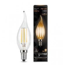 Филаментная лампа светодиодная Gauss E14 7W 2700К прозрачная 104801107
