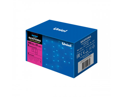 Дополнительное фото Светодиодная гирлянда Uniel бахрома (07950) синий ULD-B3010-200/DTA Blue IP20: Купить в Интернет магазин освещения GCSVET.RU