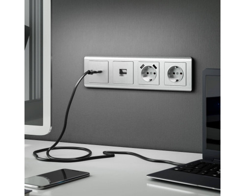 Дополнительное фото Накладка для розетки USB Werkel cеребряный рифленый W1179509 4690389159848: Купить в Интернет магазин освещения GCSVET.RU