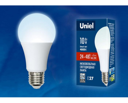 Дополнительное фото Светодиодная лампочка Uniel Низковольтные LED-A60-10W/NW/E27/FR/12-24V PLO55WH: Купить в Интернет магазин освещения GCSVET.RU