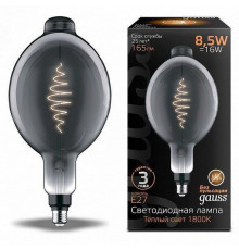 Филаментная лампа светодиодная Gauss E27 8,5W 1800K серая 152802005
